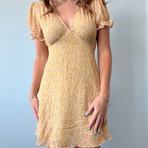 Princess Polly Yellow Floral Shortsleeved Dress